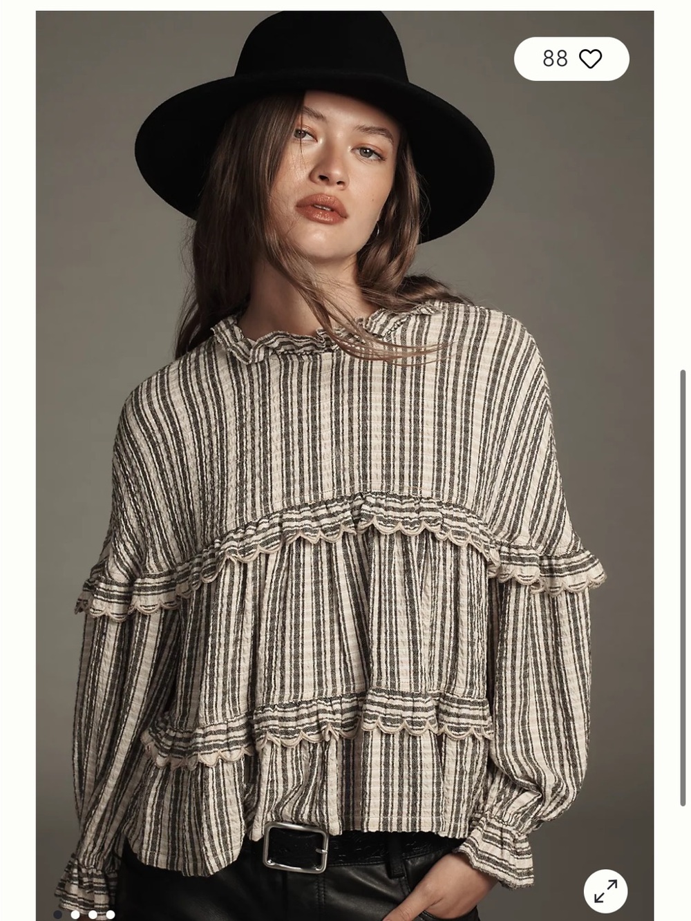 Pilcro Anthropologie Striped Ruffle Long Sleeve Blouse